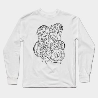 Scary Eye Monster Horror Black Lineart Long Sleeve T-Shirt